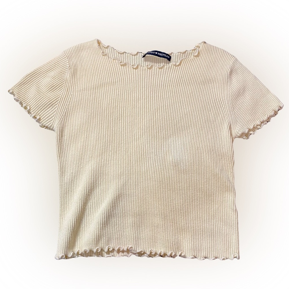 BRANDY MELVILLE YELLOW RIBBED CROPPED TEE SHIRT // SIZE SMALL 💛